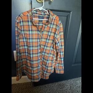 Ralph Lauren Youth Orange Plaid Button-Up Shirt Y-Med (10-12)